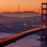 Golden Gate Bridge during sunset
